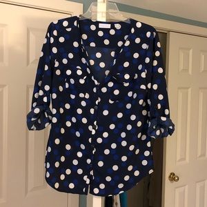 NY&Co polka dot button down blouse
